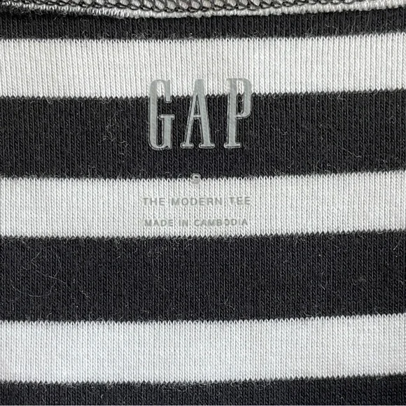 GAP Boatneck Black White Stripes Modern T Long Sleeve Top Size Small Solid Tee - Picture 2 of 8